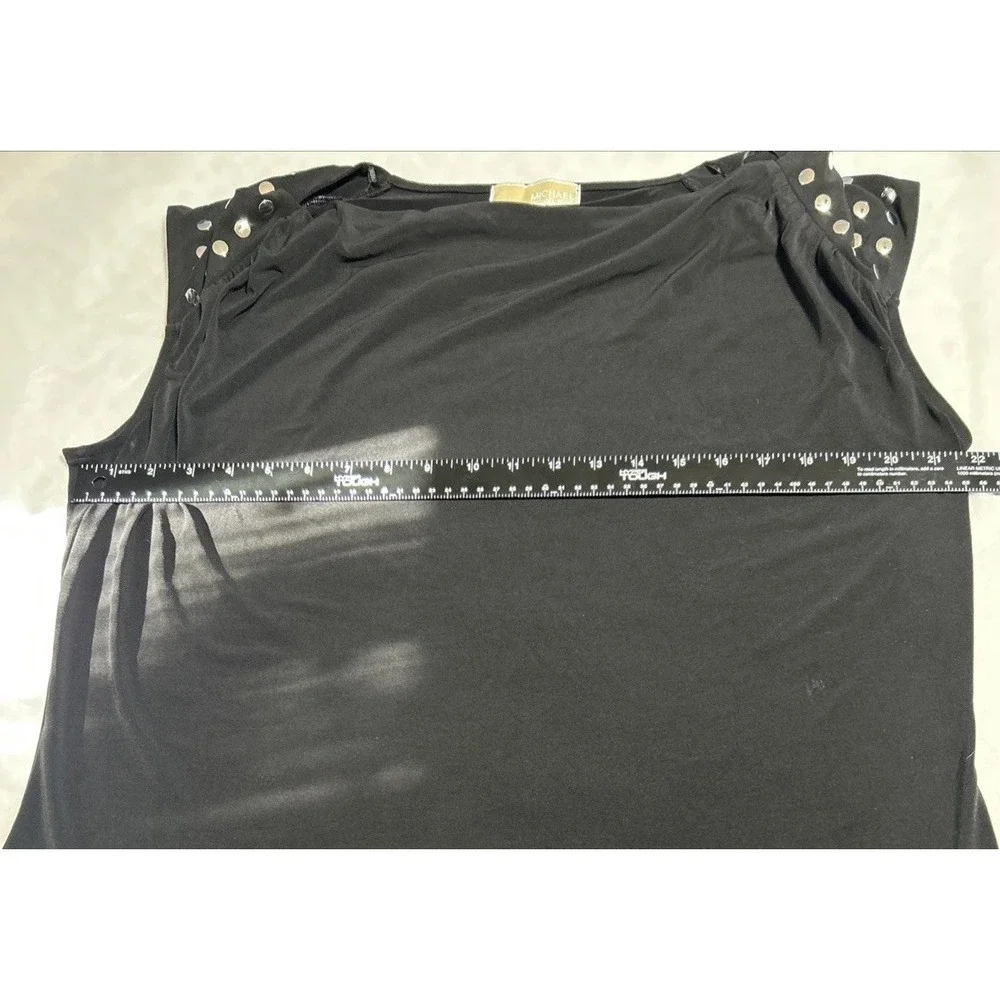 Michael Kors Black Cowl Neck Blouse Silver Tone Studded Sleeveless Top